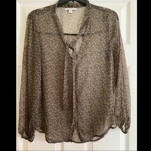 American Eagle Floral Sheer Scarf Neck Blouse